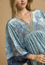 Load image into Gallery viewer, Umgee Velvet Mini Dress with Floral Embroidery in Denim