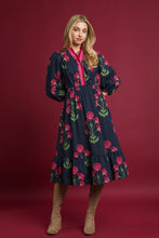 Load image into Gallery viewer, Umgee Floral Print Midi Dress in Navy Mix