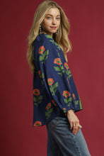 Load image into Gallery viewer, Umgee Floral Print Top in Navy Mix