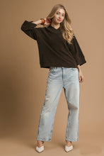 Load image into Gallery viewer, Umgee Solid Color Textured Knit Top in Chocolate