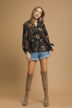 Load image into Gallery viewer, Umgee Mixed Paisley Print Boho Top in Black Mix