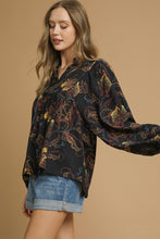 Load image into Gallery viewer, Umgee Mixed Paisley Print Boho Top in Black Mix