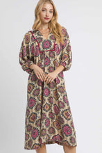 Load image into Gallery viewer, Umgee Boho Medallion Print Midi Dress in Berry Mix
