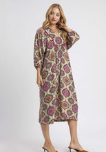 Load image into Gallery viewer, Umgee Boho Medallion Print Midi Dress in Berry Mix