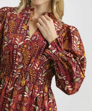 Load image into Gallery viewer, Umgee Exclusive Floral Print Midi Dress in Burgundy Mix
