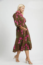 Load image into Gallery viewer, Umgee Floral Print Midi Dress in Brown Mix