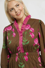 Load image into Gallery viewer, Umgee Floral Print Midi Dress in Brown Mix