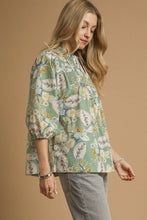 Load image into Gallery viewer, Umgee Mixed Floral Print Top in Sage Mix