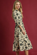 Load image into Gallery viewer, Umgee Two Tone Floral Print Midi Dress in Cream