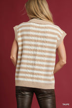 Load image into Gallery viewer, Umgee Cable Knit Collared Vest Sweater in Taupe