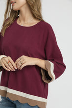 Load image into Gallery viewer, Umgee Color Block Linen Blend Top in Merlot