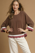 Load image into Gallery viewer, Umgee Color Block Linen Blend Top in Mocha