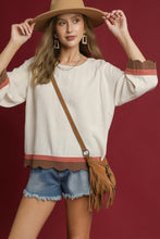 Load image into Gallery viewer, Umgee Color Block Linen Blend Top in Oatmeal