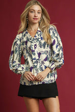 Load image into Gallery viewer, Umgee Floral Print Ruffle Trim Top in Off White