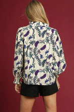 Load image into Gallery viewer, Umgee Floral Print Ruffle Trim Top in Off White