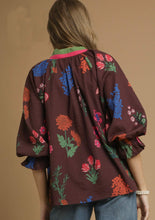 Load image into Gallery viewer, Umgee Mixed Floral Textured Top in Red Brown Mix