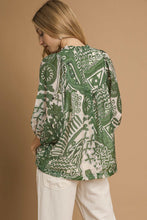 Load image into Gallery viewer, Umgee Mixed Abstract Print Top in Green Mix