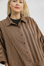 Load image into Gallery viewer, Umgee Mixed Stripe Button Down Top in Mocha