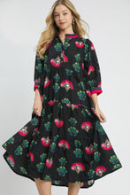 Load image into Gallery viewer, Umgee Floral Print Tiered Midi Dress in Black Mix