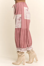 Load image into Gallery viewer, Davi & Dani Contrast Patchwork Bloomer Pants in Rose Pink