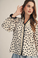 Load image into Gallery viewer, LovLov Midnight Frill Polka Dot Ruffle Detail Top in Ivory