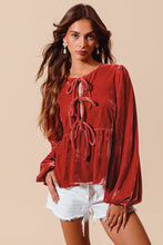 Load image into Gallery viewer, So Me Velvet Babydoll Top in Carmine