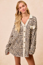 Load image into Gallery viewer, BiBi OVERSIZED Thermal Knit Shacket in Leopard