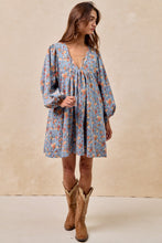 Load image into Gallery viewer, BiBi Washed Denim Floral Print Mini Dress in Denim