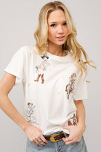 Load image into Gallery viewer, Blue B Western Cowgirl Girl Motif Embroidered Top in Off White