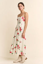 Load image into Gallery viewer, Davi & Dani Flower Print French Terry Midi Dress in Cream