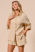 Load image into Gallery viewer, BiBi Crinkle Gauze Shirt And Short Set in Oatmeal