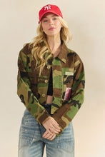 Load image into Gallery viewer, Veveret Camo Jacket with Contrasting Floral Back in Camo Floral