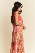 Load image into Gallery viewer, Davi & Dani Ethnic Print Maxi Dress with Open Crochet Straps in Coral Orange