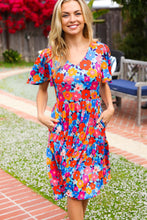 Load image into Gallery viewer, Haptics Fit and Flare Floral Print Midi Dress in Blue/Orange