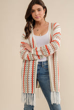 Load image into Gallery viewer, Cozy Co. Multi Color Striped Open Knit Cardigan in Multi