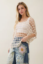Load image into Gallery viewer, Veveret Boho Breeze Crochet Knit Top in Cream