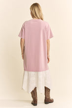 Load image into Gallery viewer, Davi & Dani Garden Of Whimsy Cat Graphic Tee Dress in Rose Pink