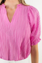 Load image into Gallery viewer, THML Solid Color Crinkle Fabric Top in Pink