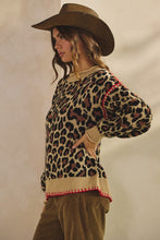 Load image into Gallery viewer, LovLov Knit Sweater with Contrasting Details in Leopard