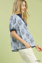 Load image into Gallery viewer, Umgee Embroidered V-Neck Top in Light Blue