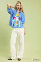 Load image into Gallery viewer, Umgee Embroidered Boho Top in Cerulean