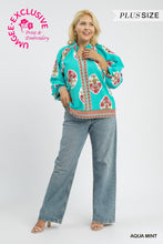 Load image into Gallery viewer, Umgee Boho Floral Print Tunic Top in Aqua