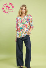 Load image into Gallery viewer, Umgee Paisley Print V Neck Top in Cream Mix