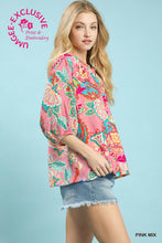 Load image into Gallery viewer, Umgee Paisley Print V Neck Top in Pink Mix ON ORDER