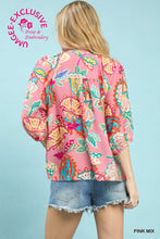 Load image into Gallery viewer, Umgee Paisley Print V Neck Top in Pink Mix ON ORDER