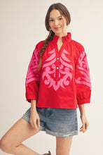 Load image into Gallery viewer, Jodifl Baroque Applique Detail Top in Red
