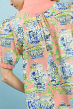 Load image into Gallery viewer, Umgee Chinoiserie Toile Print Top in Coral Mix