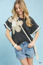 Load image into Gallery viewer, Umgee French Terry Flower Patched Top in Ash