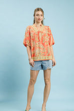 Load image into Gallery viewer, Umgee Boho Floral Print Top in Apricot