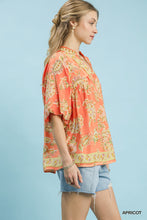 Load image into Gallery viewer, Umgee Boho Floral Print Top in Apricot